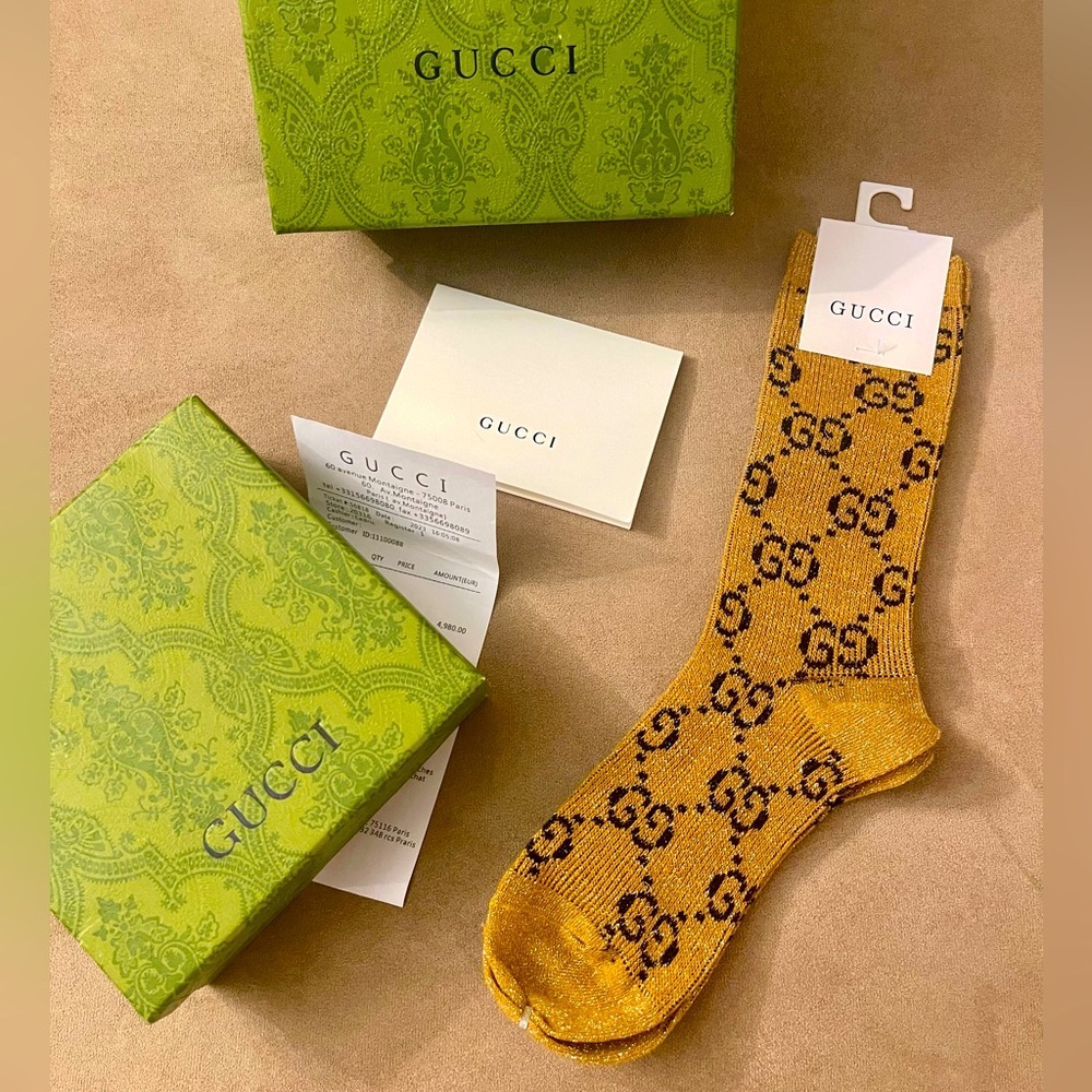 Gucci Gold Mustard Socks